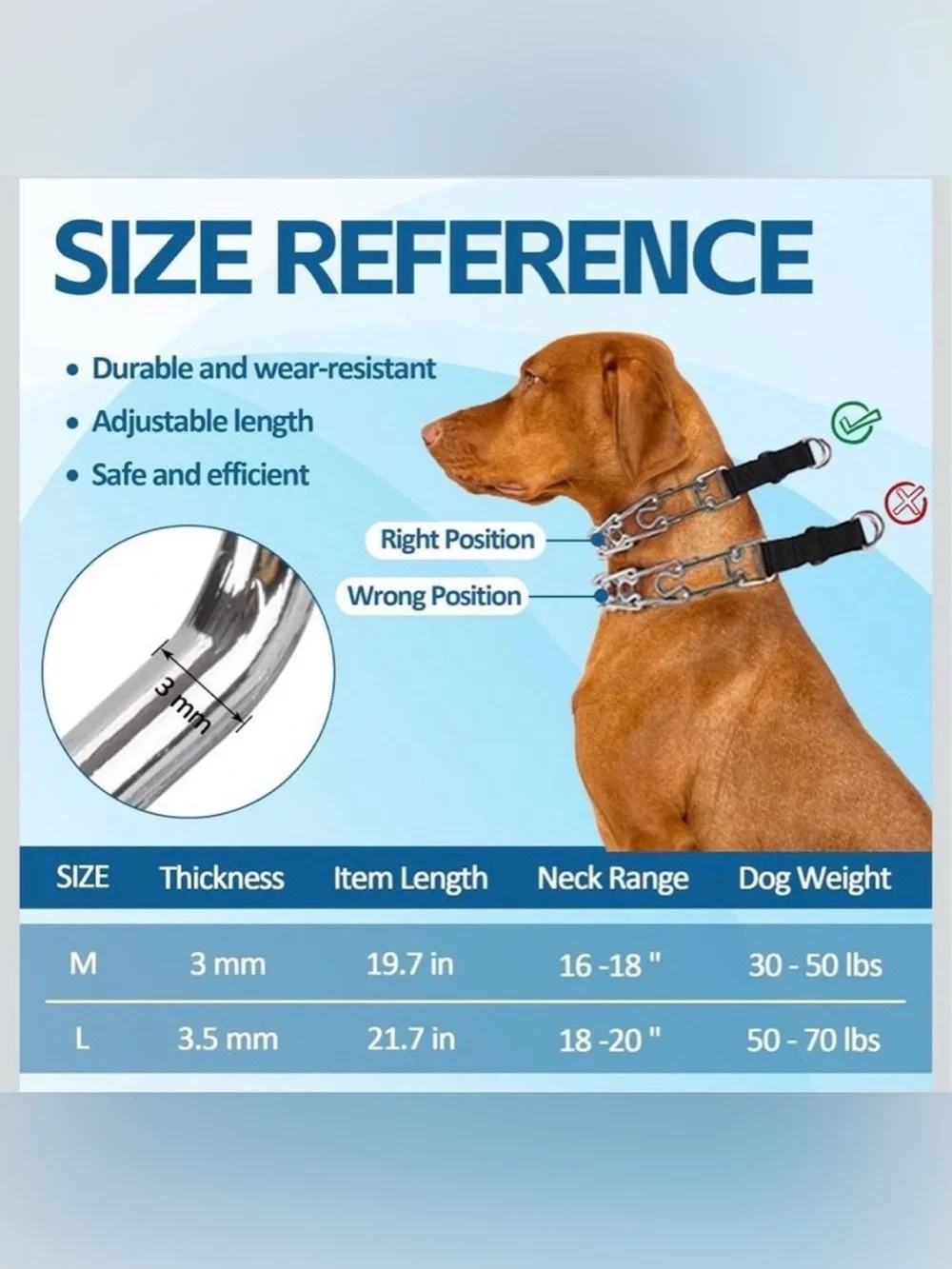 Collar for Dogs - Durable Metal Dog Collar - Training Collar with Side Release B